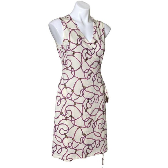 JB by Julie Brown Nautical Rope Print Wrap Dress, Sleeveless Women's Size L - Picture 3 of 10